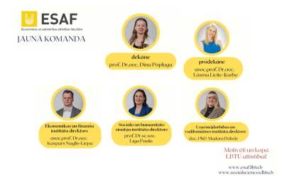 2025./2026. studiju gadā Ekonomikas un sabiedrības attīstības fakultātē sāks darbu jauna komanda